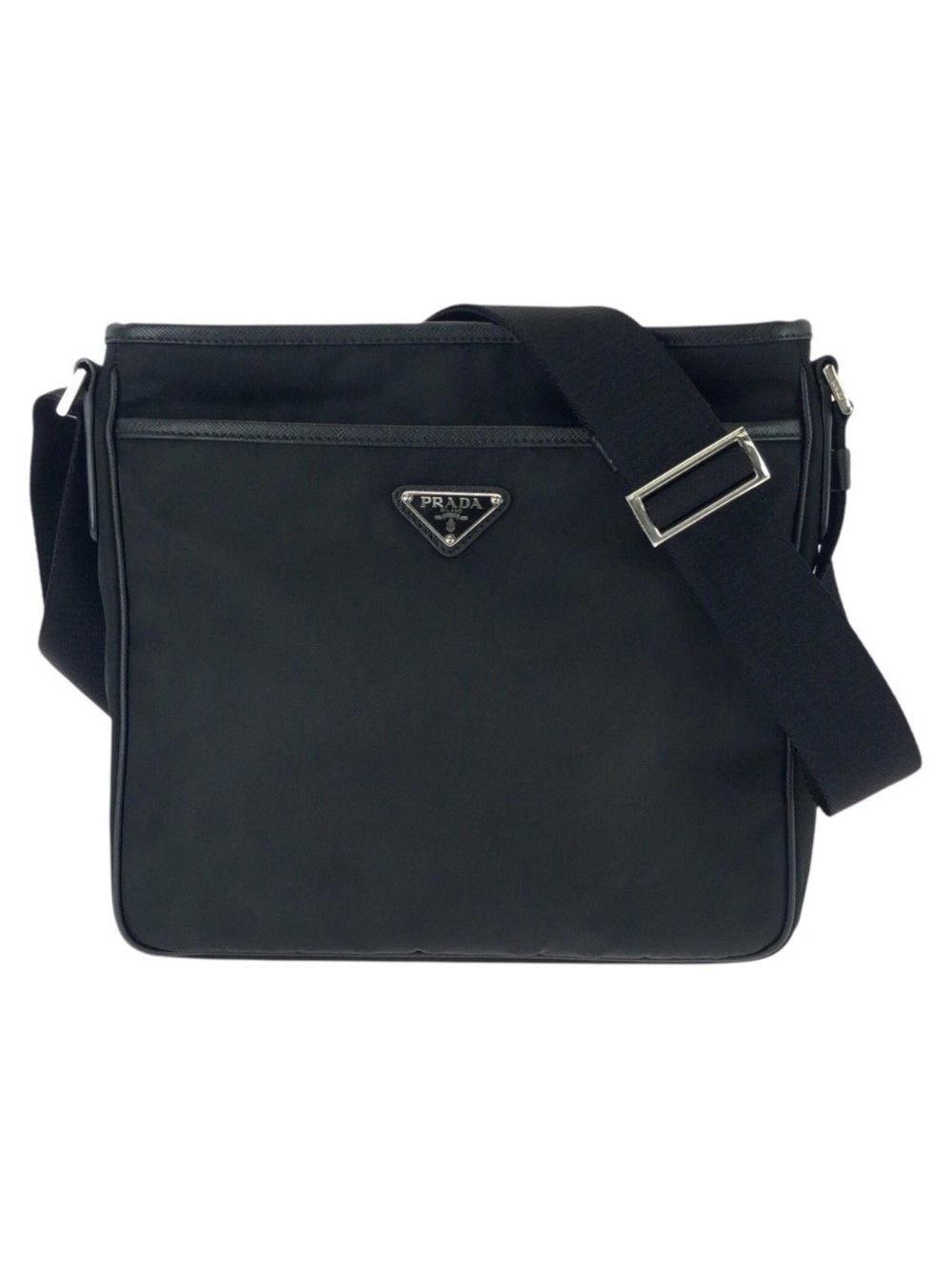 Prada🌟Black Nylon Messenger Bag with Silver-Tone Hardware! Offers welcome!
